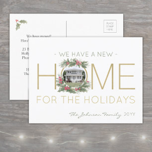 Carte Postale Faire-part Couronne de Noël Photo de Nouvelle Maison Changeme