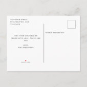 Carte Postale Faire-part Couronne de Noël simple et élégante Calligraphie D (Dos)