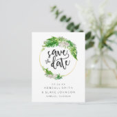 Carte Postale Faire-part Couronne de palmier tropical et verdure Enregistre (Debout devant)