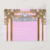 Carte Postale Faire-part Couronne de princesse rose et or Save the Date (Dos)