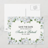 Carte Postale Faire-part Couronne de roses blanches (Devant / Derrière)