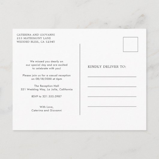 Carte Postale Faire-part Couronne de verdure Élégant Monogramme Mariage en  (Dos)