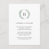 Carte Postale Faire-part Couronne de verdure Élégant Monogramme Mariage en  (Devant)