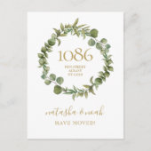 Carte Postale Faire-part Couronne de verdure or Nouvelle adresse Nous avons (Devant)