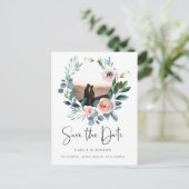 Carte Postale Faire-part Couronne élégante Photo Enregistrer la date (Debout devant)