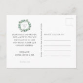 Carte Postale Faire-part Couronne florale aquarelle Magnolia Monogramme mob (Dos)