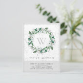 Carte Postale Faire-part Couronne florale aquarelle Magnolia Monogramme mob (Debout devant)