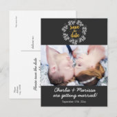 Carte Postale Faire-part Couronne rustique feuille ENREGISTRER LA DATE Cart (Devant / Derrière)