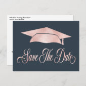 Carte Postale Faire-part Couvre-nuque Rose Gold Save The Date Bleu (Devant / Derrière)