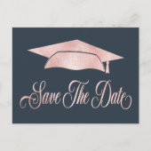 Carte Postale Faire-part Couvre-nuque Rose Gold Save The Date Bleu (Devant)