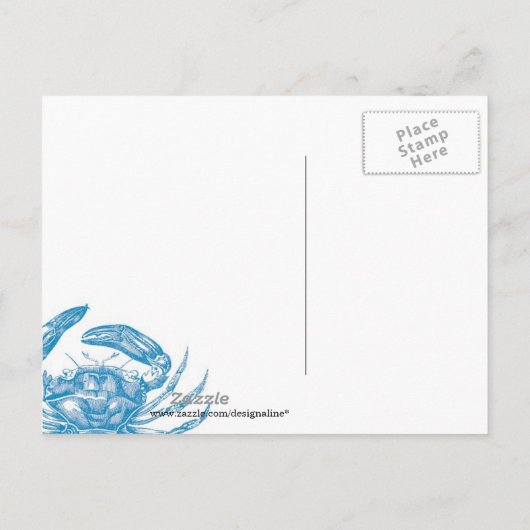 Carte Postale Faire-part Crabe Bleu Enregistrez la Date (Dos)