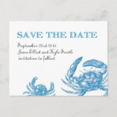 Carte Postale Faire-part Crabe Bleu Enregistrez la Date (Devant)
