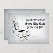 Carte Postale Faire-part Crâne corbeau Halloween Mariage gothique Enregistr (Devant / Derrière)