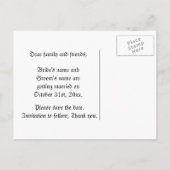 Carte Postale Faire-part Crâne d'horreur gothique | Enregistrer le mariage  (Dos)