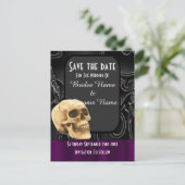 Carte Postale Faire-part Crâne gothique noir enregistrer la date (Debout devant)