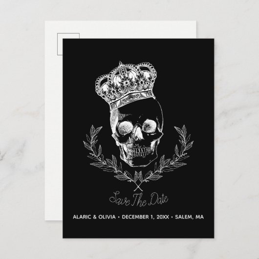 Carte Postale Faire-part Crâne royal Enregistrer la date (Devant / Derrière)