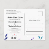 Carte Postale Faire-part Crâne violet Enregistrer la date Halloween Mariage (Dos)