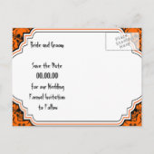 Carte Postale Faire-part Crânes damas orange noir Halloween Enregistrer la  (Dos)