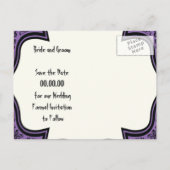 Carte Postale Faire-part Crânes damas violet noir Halloween Enregistrer la  (Dos)