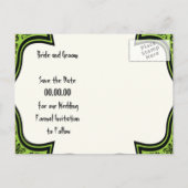 Carte Postale Faire-part Crânes damask vert, noir Halloween Enregistrer la  (Dos)