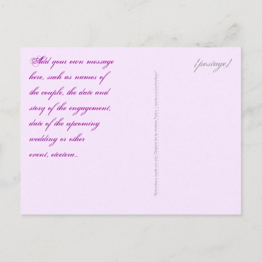 Carte Postale Faire-part Crânes de mariés (Violet) Sauvegarder la date (Dos)