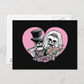 Carte Postale Faire-part Crânes juste mariés (Devant / Derrière)