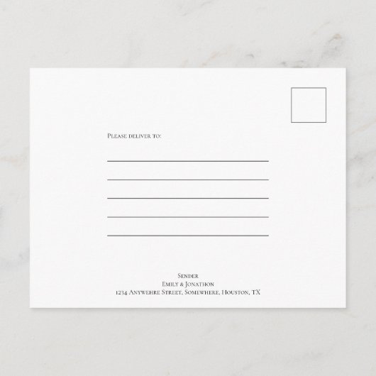 Carte Postale Faire-part Crayon Minimal Nous Dans Lavande Script Enregistre (Dos)