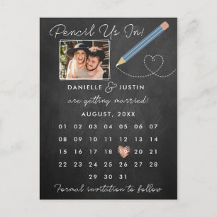 Carte Postale Faire-part "Crayonne-nous" Calendrier moderne Enregistrez la