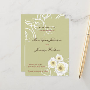 Carte Postale Faire-part Cream Roses Frotles Mariage Romantique Enregistrer