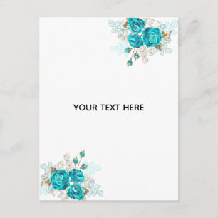 Carte Postale Faire-part Créez Votre Propre Rose Bleue Élégante