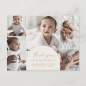 Carte Postale Faire-part Crème Boho Arch moderne Merci photo multiple naiss (Devant)