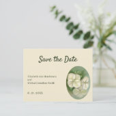 Carte Postale Faire-part Crème douce Blanc Pastel Hydrangea Floral Date de  (Debout devant)