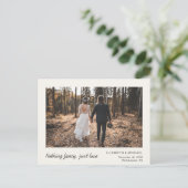 Carte Postale Faire-part Crème photo d'élopement minimal (Debout devant)