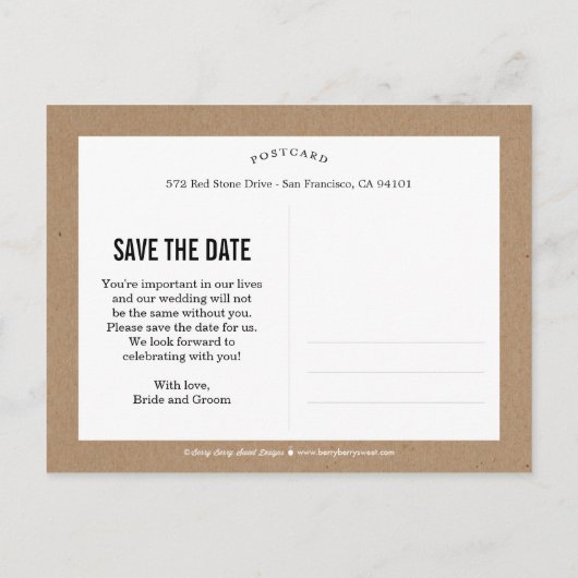 Carte Postale Faire-part Croquis Floral Enregistrer La Date - Artisanat (Dos)