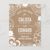 Carte Postale Faire-part Croquis Floral Enregistrer La Date - Artisanat (Devant)