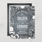 Carte Postale Faire-part Croquis Floral Sauvegarder La Date - Tableau De Bo (Devant / Derrière)