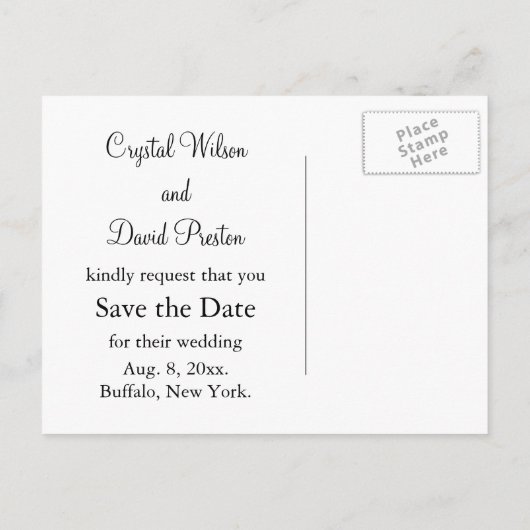 Carte Postale Faire-part Crystal's Save the Date Postcard (Dos)