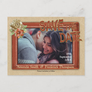 Carte Postale Faire-part Cuir et daim Texture Art Enregistrer les dates