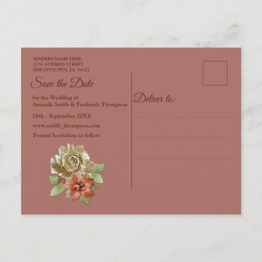 Carte Postale Faire-part Cuir et daim Texture Art Enregistrer les dates (Dos)