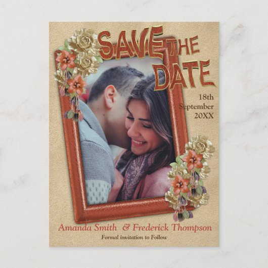 Carte Postale Faire-part Cuir et daim Texture Art Enregistrer les dates (Devant)