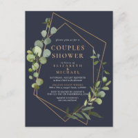 Cuivre Géométrique Eucalyptus Couples Bleu Douche 