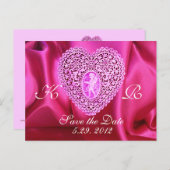 Carte Postale Faire-part CUPID LACE COEUR SOIE FUCHSIA VÊTEMENT, Violet ros (Devant / Derrière)