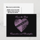 Carte Postale Faire-part Cur violet enregistrer la date mariage (Devant / Derrière)