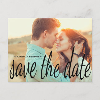 Carte Postale Faire-part Cursive Chic Wedding Enregistrer la Date Photo Car
