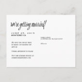 Carte Postale Faire-part Cursive Chic Wedding Enregistrer la Date Photo Car (Dos)