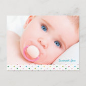 Carte Postale Faire-part Custom Baby Photo Polka Dots Naming Ceremony (Devant)