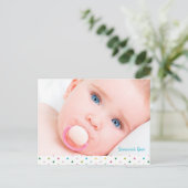 Carte Postale Faire-part Custom Baby Photo Polka Dots Naming Ceremony (Debout devant)