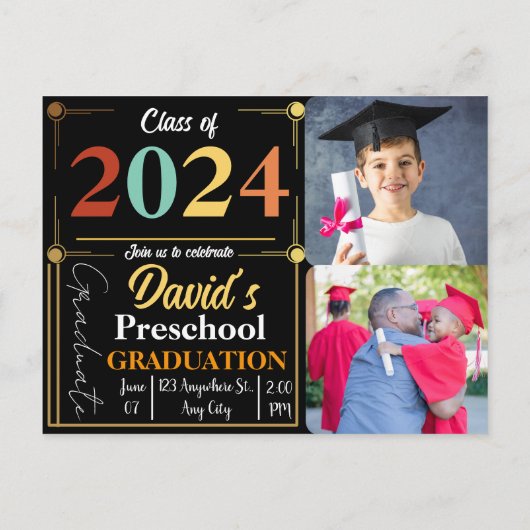 Carte Postale Faire-part Custom Goodbye Preschool Hello Summer Graduation (Dos)