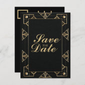 Carte Postale Faire-part Custom Great Gatsby 1920s Enregistrer la date Cart (Devant / Derrière)