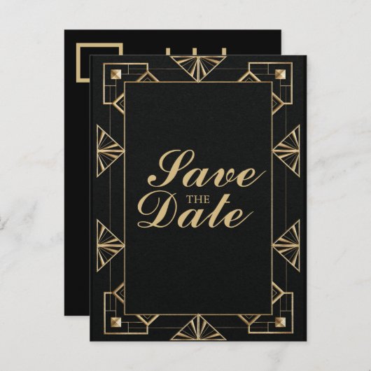 Carte Postale Faire-part Custom Great Gatsby 1920s Enregistrer la date Cart (Devant / Derrière)